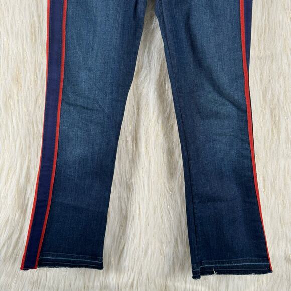Veronica Beard Womens Carolyn 10" Baby Boot Cut Jeans Blue Red Dark Wash USA 26 - Picture 3 of 10